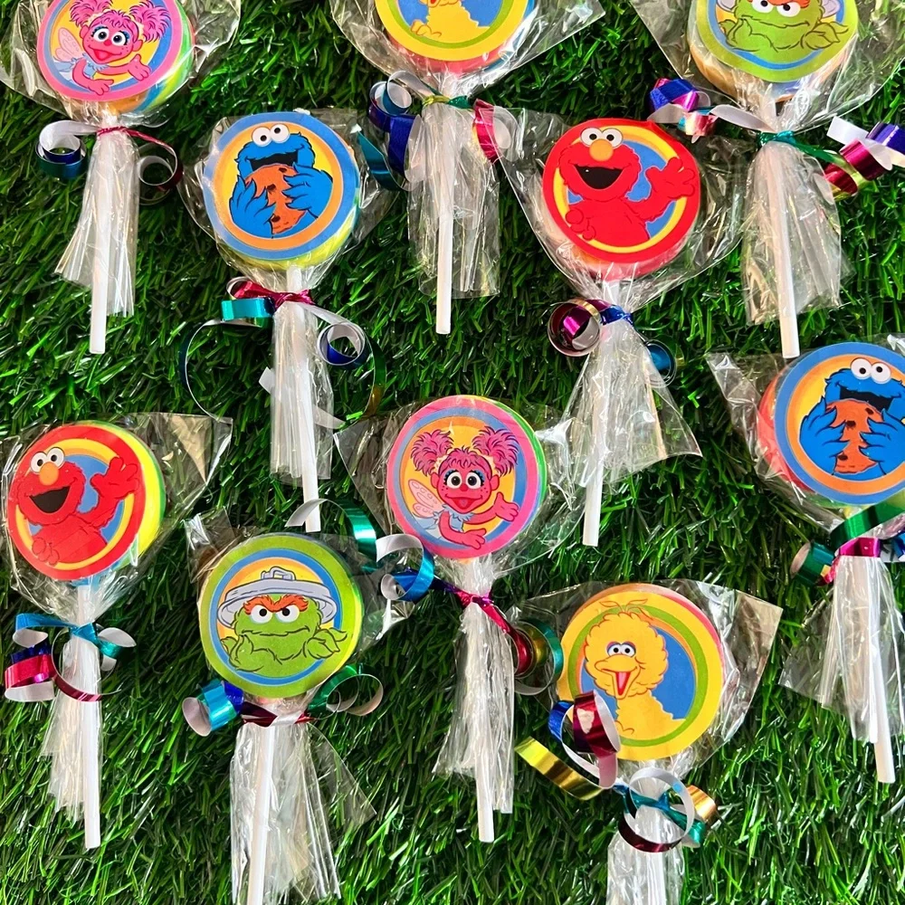 New Elmo Abby Cookie Monster Rainbow Swirl Pops Lollipops Birthday Party Favor